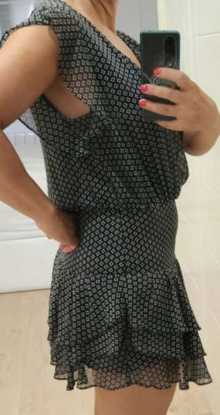 Vestido azul y blanco Mango