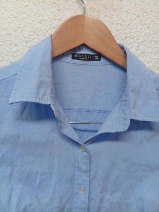 Camisa Botel manga larga azul mujer