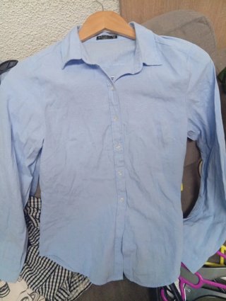 Camisa Botel manga larga azul mujer