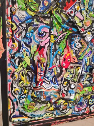 Obra de arte collage y acrílico