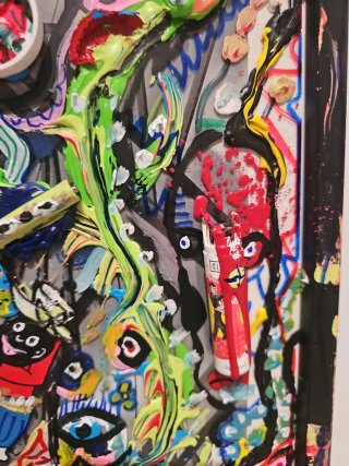 Obra de arte collage y acrílico