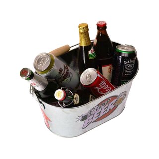 Cubo de metal cerveza con mango madera