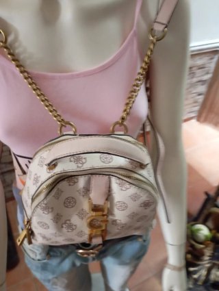 Mochila mini Guess beige y rosa