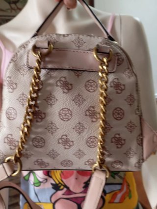 Mochila mini Guess beige y rosa