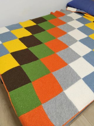 Manta tejida a mano patchwork