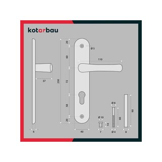 KOTARBAU manilla puerta aluminio negro clásico