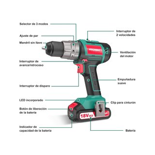 HYCHIKA taladro atornillador batería brushless
