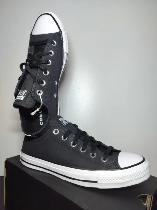 Converse All Star Cuero/Piel Negras Tall 39 Nuevo