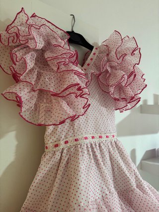 Vestido Flamenca Niña Rosa Lunares
