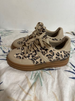Zapatillas Mujer Animal Print Beige/Marrón