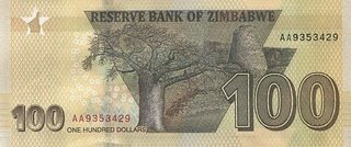 Banknota da 100 Dollari Zimbabwe 2020 UNC