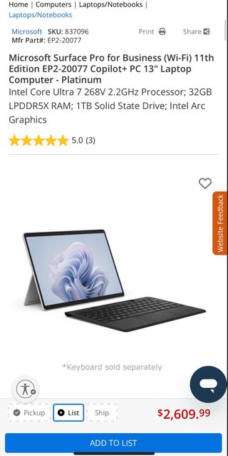 Surface Pro for Business 11th Ed - Copilot+PC - CU