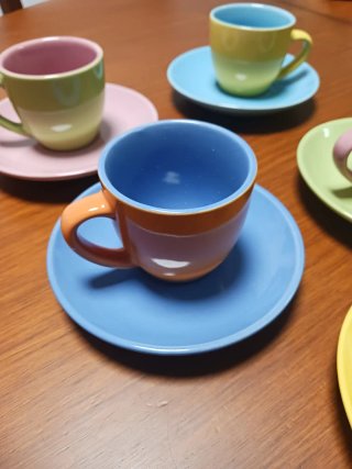 Juego 5 Tazas Café Cerámica Colores