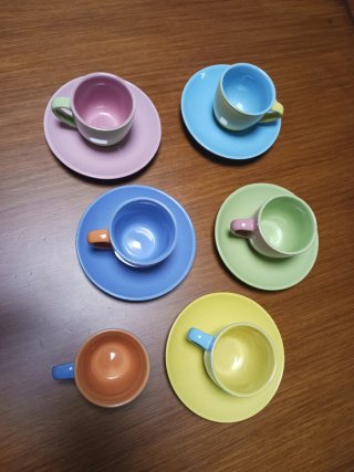 Juego 5 Tazas Café Cerámica Colores