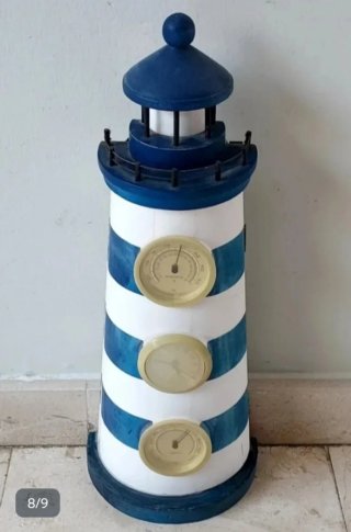 Faro Decorativo con 3 Termómetros,reloj y  llavero