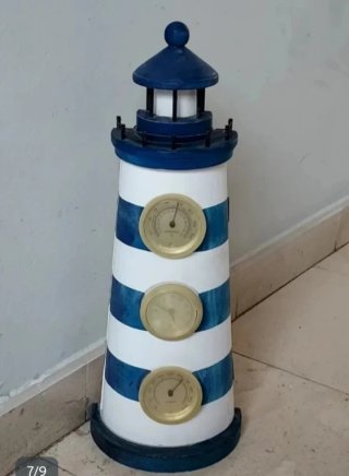 Faro Decorativo con 3 Termómetros,reloj y  llavero