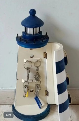 Faro Decorativo con 3 Termómetros,reloj y  llavero
