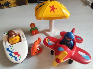Playmobil 1, 2, 3 Vacaciones Avión Barco Pez