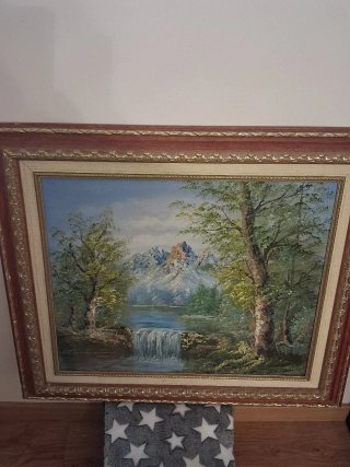 Bonito óleo paisaje 81x70 con marco