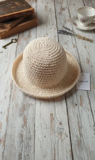 Gorro crochet Natura beige