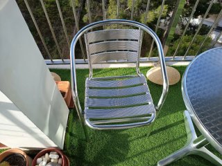 Conjunto de mesa redonda 60cm y 2 sillones alum