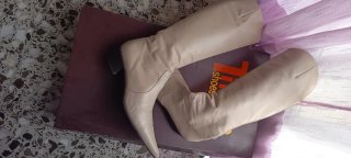 Botas altas beige de Piel