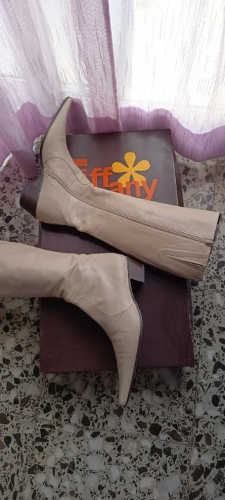 Botas altas beige de Piel