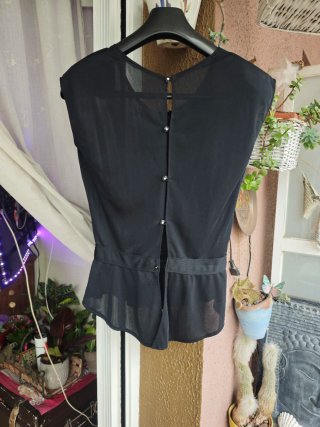 Blusa gasa péplum con strass T.S