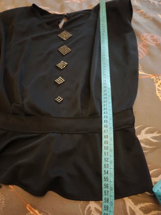 Blusa gasa péplum con strass T.S