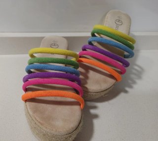 Sandalias cuña esparto multicolor talla 36
