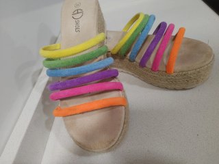 Sandalias cuña esparto multicolor talla 36