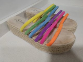 Sandalias cuña esparto multicolor talla 36
