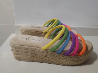 Sandalias cuña esparto multicolor talla 36