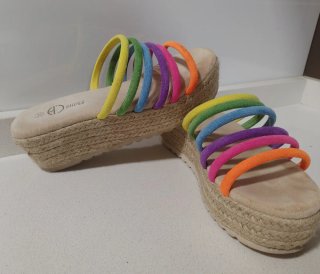 Sandalias cuña esparto multicolor talla 36