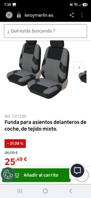Fundas asientos delanteros coche gris/negras