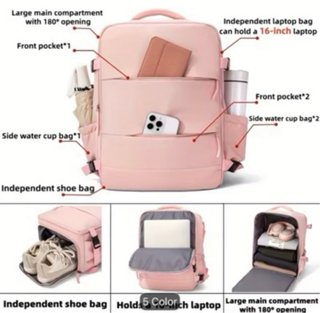 Mochila de viaje rosa tamaño cabina 40x30x20cm