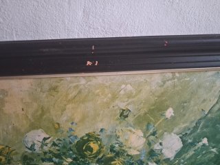 Cuadro antiguo pintado a mano con marco