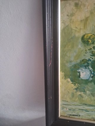 Cuadro antiguo pintado a mano con marco