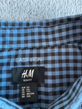 Camicia H&M Uomo Slim Fit Blu/Nero XXL