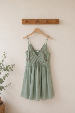 Vestido Zara verde ceremonia nuevo