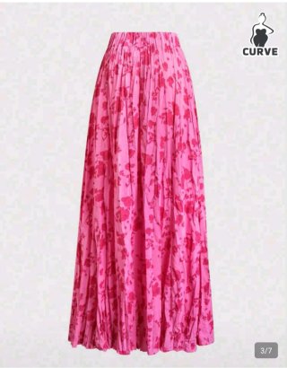 Falda larga verano floral rosa Talla XXL. NUEVA