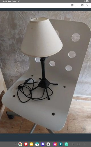 OCASION Lámpara de mesa metal y tela beige