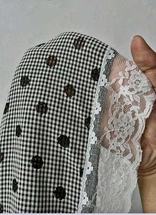 Falda larga blanco y negro. Con encaje. XL NUEVA