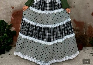 Falda larga blanco y negro. Con encaje. XL NUEVA