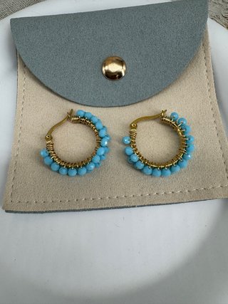 Pendientes Aro Azul y Dorado