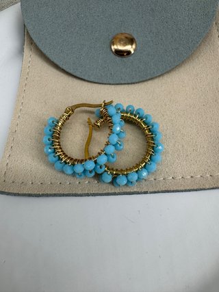 Pendientes Aro Azul y Dorado