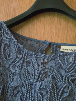 Blusa azul encaje bordado T.50 NUEVA