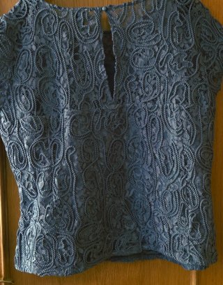 Blusa azul encaje bordado T.50 NUEVA