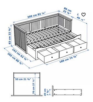 Cama diván blanca 3 cajones HEMNES