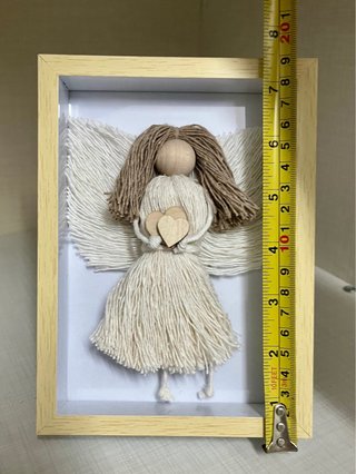 Quadro 3D Angelo in Macramè e Legno